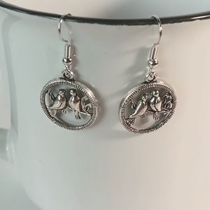 Sterling Silver Lovebird Silvertone Earrings